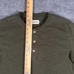 Taylor Stitch Shirt Mens Size 40 Medium Green Polycotton Long Sleeve Henley Prep