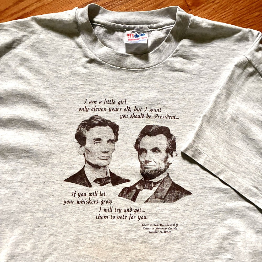 VINTAGE 90s Abraham Lincoln Gray Single-Stitch T-shirt Size XL