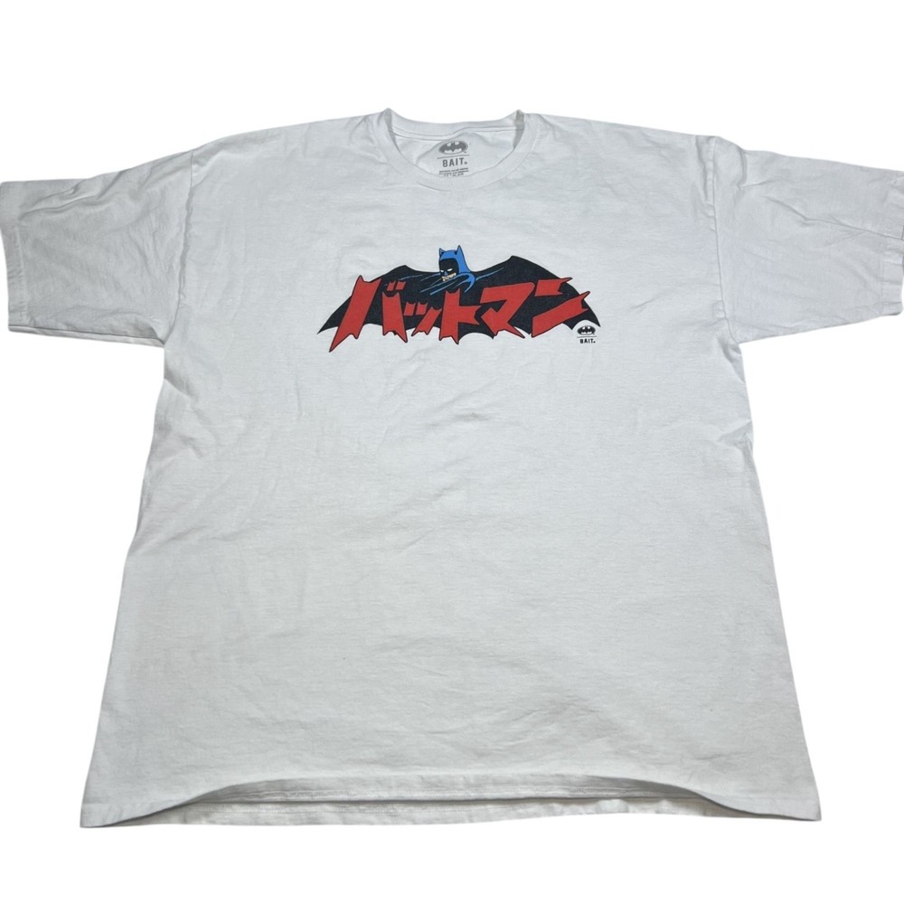 Bait X Batman Mens White Graphic Short Sleeve T Shirt DC Comics Size XL
