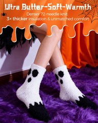 72-Needle Buttery Soft Halloween Fuzzy Socks for Women Cozy Funny Crazy Cute Flu