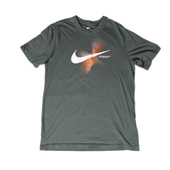 Nike Mens Forest Green Graphic Swoosh T-Shirt Halftone Dot Crew Neck T-Shirt