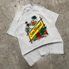 Vintage 70s 80s San Miguel Beer Liquor Promo Tshirt Medium Grey Budweiser Coors