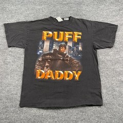 Vintage 90s Puff Daddy Hip-Hop Rap Shirt XL 23×28 Black TULTEX P-DIDDY