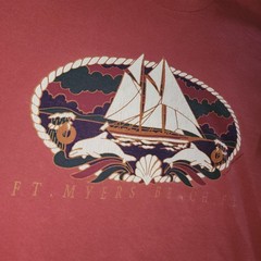 Vintage 90s Fort Myers Beach Fits Mens Large Fits Medium Sail Boat Ship Dolphin