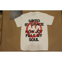 Jesus Loves You Saved By Grace Smiley Face Graphic T-Shirt White Medium