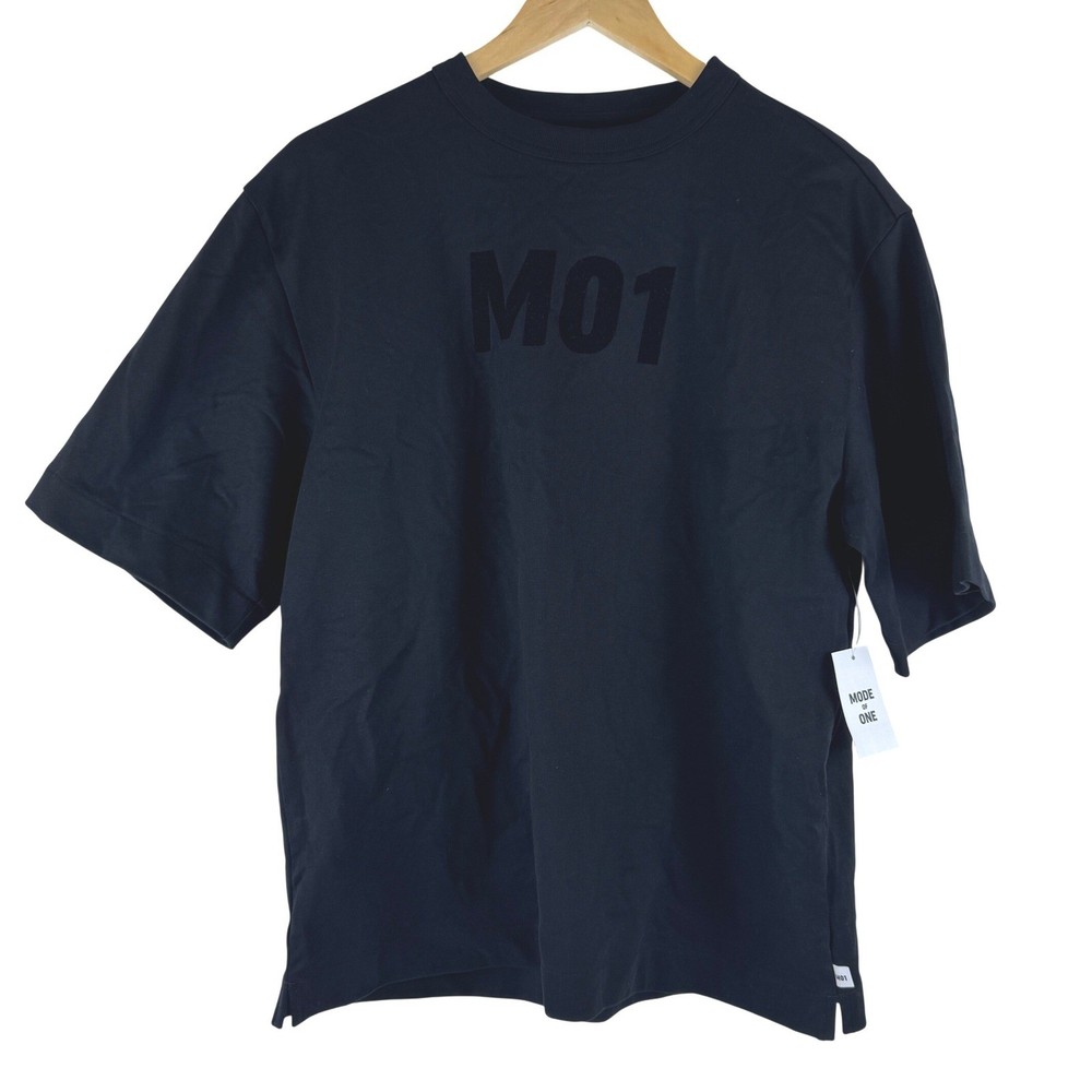 Mode Of One Mens Relaxed Fit M01 T-Shirt Deep Black Cotton Short Sleeve S NEW