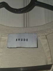 RHUDE Men’s White Graphic Logo Cotton Jersey Crew Neck Short Sleeve T-Shirt S