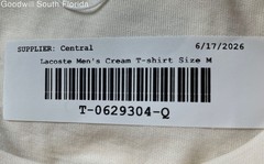 Lacoste Mens Cream Cotton Classic Fit Short Sleeve Crew Neck Pullover T-Shirt M