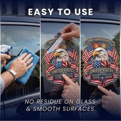 2pcs 250th Anniversary USA Car Decal Sticker, Patriotic Bald Eagle 1776–2026 V