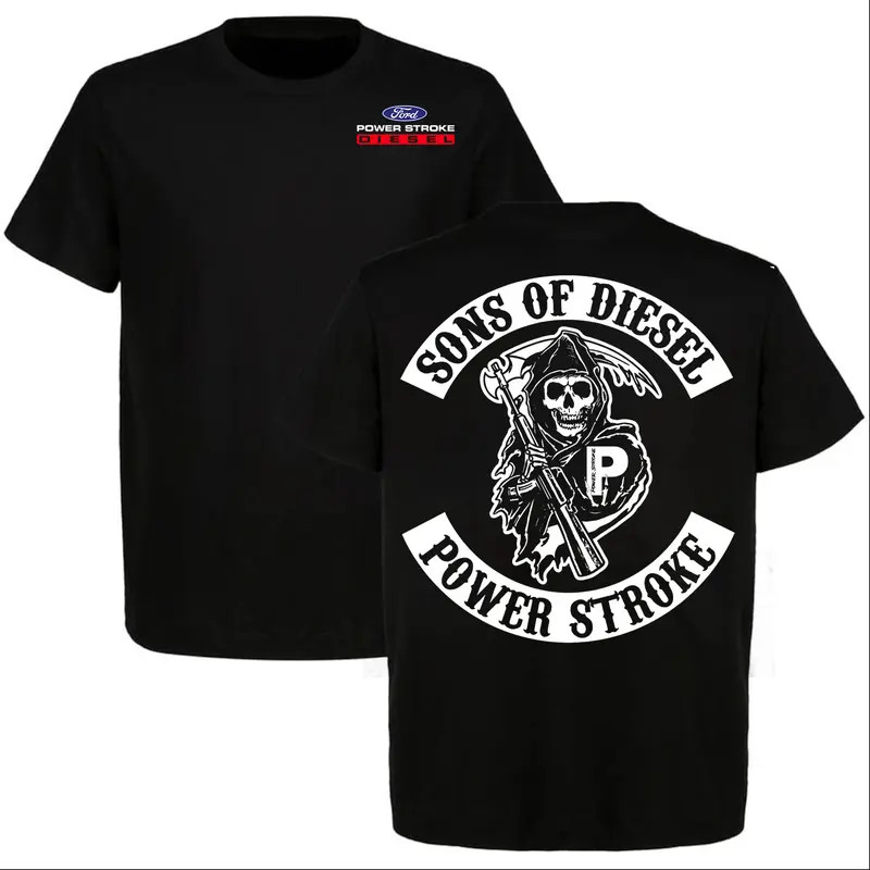 Power Stroke Diesel T-Shirt, Sons of Diesel Skull Tee for Truck & Car Enthusial