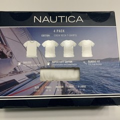 Nautica Mens Cotton Crew Neck 4PK T-Shirts Undershirts White Small 34-36 New