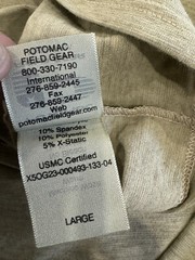 NEW Potomac Field Gear Long Sleeve, Light Weight Shirt, US Government Issue Lg