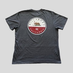 Billabong Gray Red Cotton Blend California Logo Surf T Shirt, Men’s Size XL