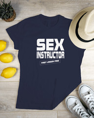 Men’s T-shirt Sex Instructor Funny Gift Novelty Streatwear Modern Cotton Adult