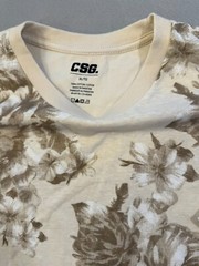 CSG. T Shirt Men’s Extra Large Beige Floral 100% Cotton Everyday Basic Tee