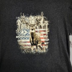 Mossy Oak by Staghorn Creek Mens L Gray Buck Deer Graphic Hunting Sports NWOT