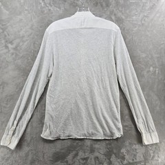 AllSaints Mens Small Henley Shirt Grey Grandad Collar Long Sleeve Ramskull Logo