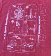Star Wars/Lucasfilm Two (2) “Medium” T-Shirts – (Darth Vader & Ship Schematics)