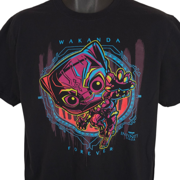 Black Panther T Shirt Mens Size Large Black Wakanda Forever The Infinity Saga