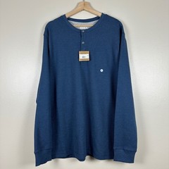 Eddie Bauer Men’s XL Henley Shirt Dusk Blue Thermal Waffle Knit Long Sleeve NEW