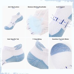 6 Pairs Women Ankle Socks Athletic Cushioned Running Low Cut Sports Liner