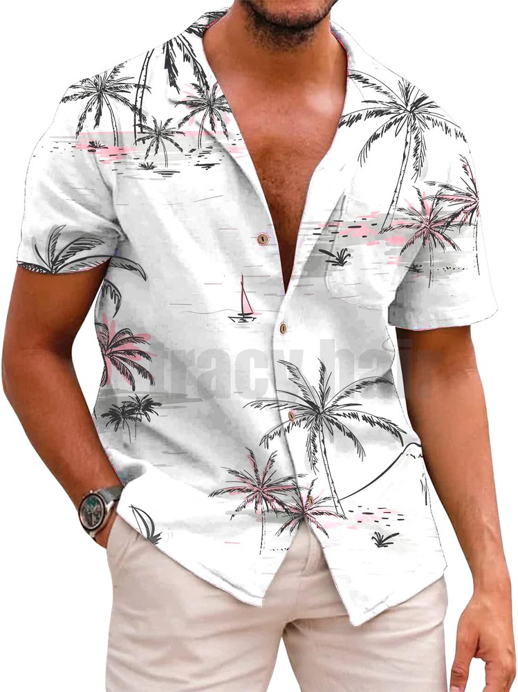 Hawaiian Shirts Men Aloha Summer Casual Beach Button Down Cruise Holiday Party U