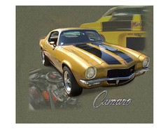 Chevy Camaro Vintage Script Automobile Car Tee GM Chevrolet