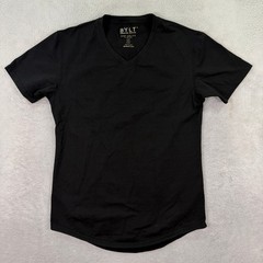 BYLT Mens Small Drop Cut V-Neck T-Shirt Black LUX Blend Athletic Fit Tee S/S