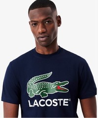 Mens Lacoste Crocodile Logo Graphic T-Shirt Lrg Navy Blue