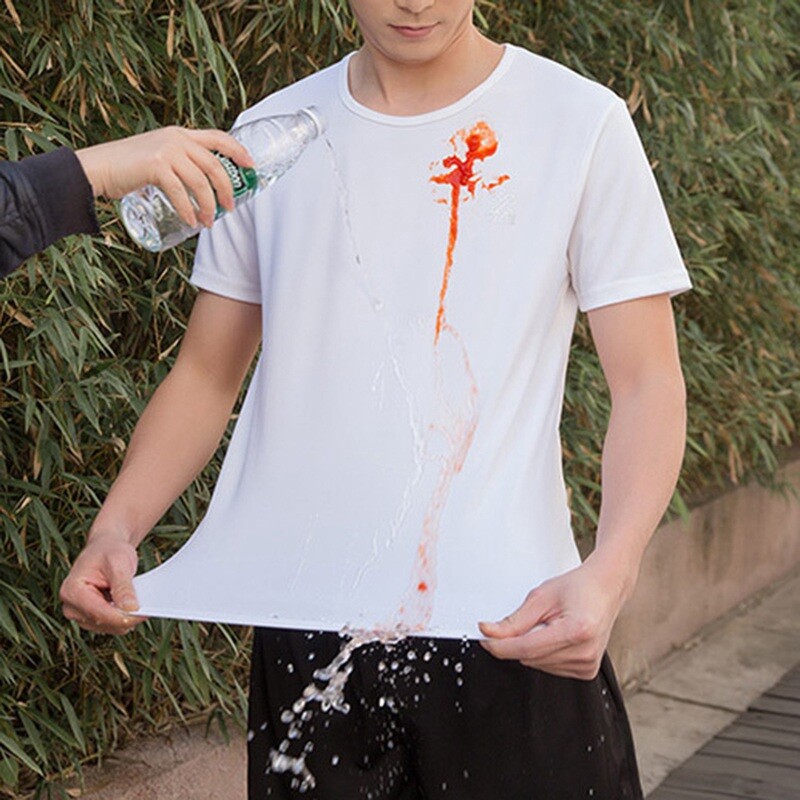Anti-Dirty T-shirt Quick-drying Tee Shirt Hydrophobic Stain Resistant