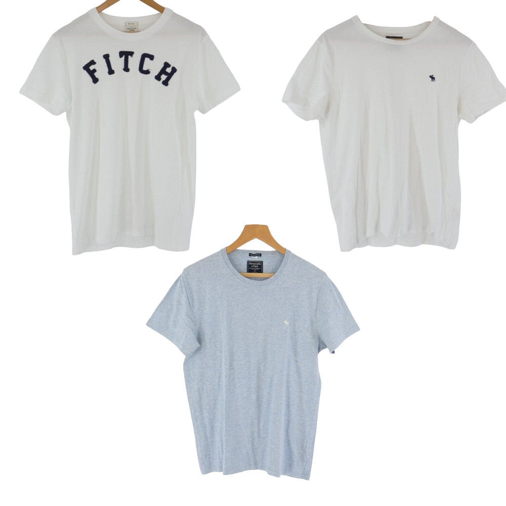 Abercrombie & Fitch Mens T Shirt Bundle M Logo Cotton Crew Neck 3 Pack Casual