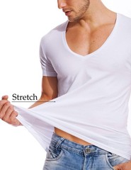 V Neck T Shirts Men Deep V Neck Tee Muscle Slim Fit Low Cut Undershirts White L