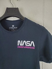 NASA Shirt Mens Small Black Graphic Crew Neck Short Sleeve Stretch Pullover