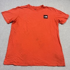 The North Face T-Shirt Mens L Orange Crew Neck Short Sleeve Tagless Back Logo