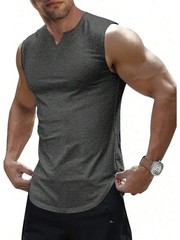 Men’s Slim Knitted Fit Ribbed Tank Top Sleeveless V-Neck Shirt Athletic Gym Tee