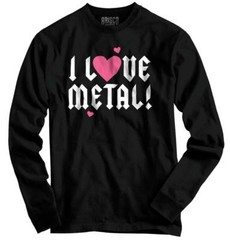 Cute I Love Metal Music Rock And Roll Guitar Long Sleeve T Shirt Tees For Women