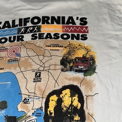VTG 1994 California Four Seasons White Shirt Size L Single Stitch Floods Riots