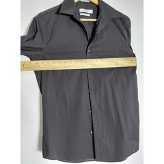Calvin Klein Non Iron Button-Up Shirt Gray Solid Knit Long Sleeve Men Size S
