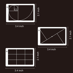 3Pcs Golden Ratio Tool Fibonacci Gauge Card Director Viewer with View for Artist