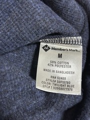 Members Mark Mens Pullover Medium Size Blue Long Sleeves Top NWT