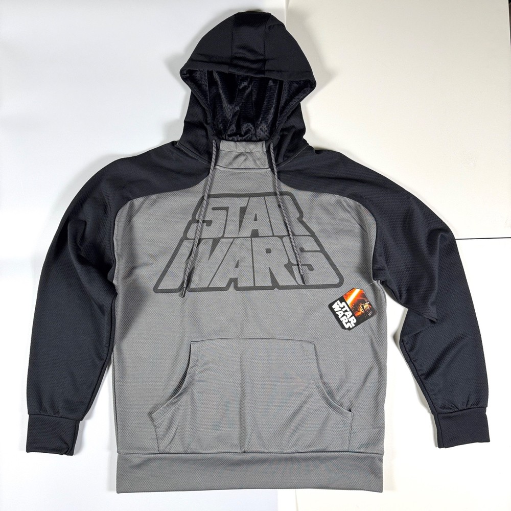 NWT-Disney STAR WARS Logo Men’s Poly Thermal Scuba Hoodie Long Sleeve Drawstring