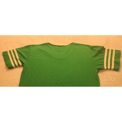 Vintage Leinenkugels Beer Green Ringer T-Shirt V-Neck Athletic Stripe Distressed