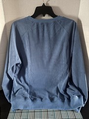 Mens Unbranded Blue Ribbed Long Sleeve Henley Shirt W/Kangaroo Pocket Size Small