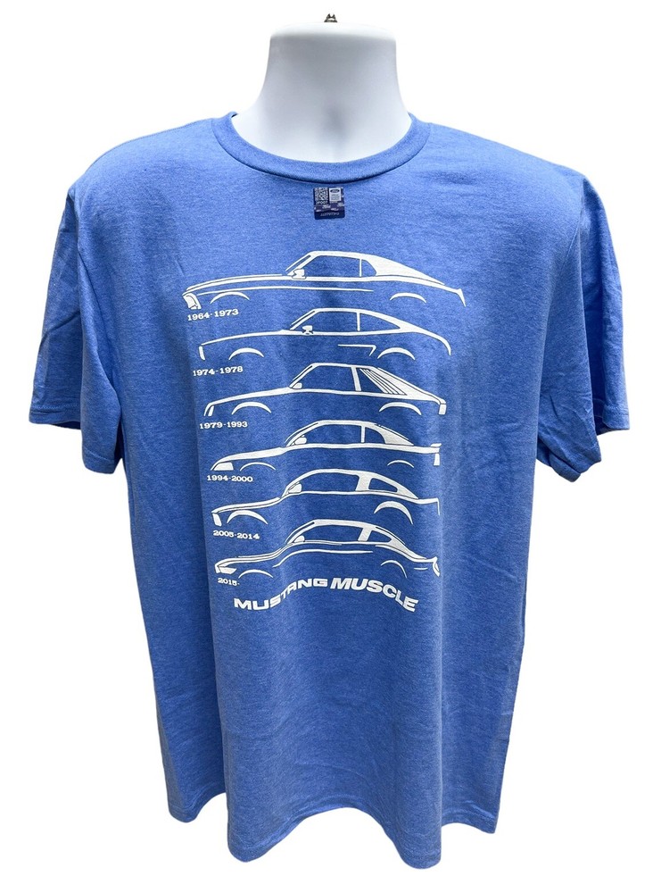 Ford Mustang Muscle Evolution Light Blue T-Shirt