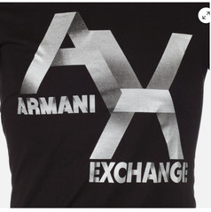 ARMANI EXCHANGE Black Silver AX LOGO Short Sleeve Slim Fit Designer T-shirt NWT