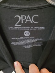 Tupac Shakur On 2PAC label, Black, Graphic Print Tee Shirt 100% Cotton XXL, NEW
