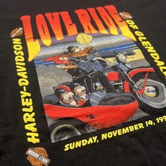 Vintage Harley-Davidson Love Ride 19 Glendale CA. T-shirt Men Size XXL 1999 Art