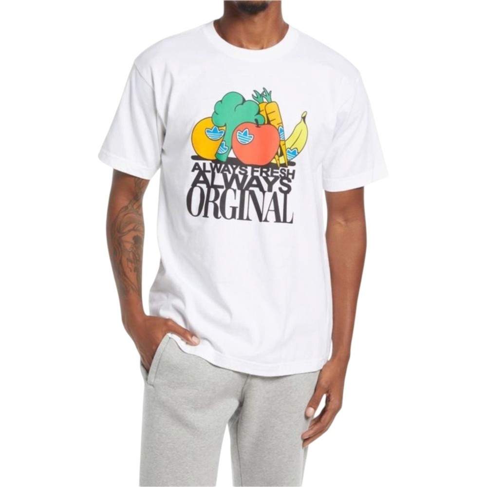 Adidas Mens Always Fresh Always Original Graphic T-Shirt White Large