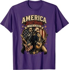 George Washington Abraham Lincoln Playing Guitar 4th July T-Shirt