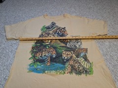 Vintage Big Wild Cats Shirt Mens Large Tan Single Stitch USA Made Tiger Lion